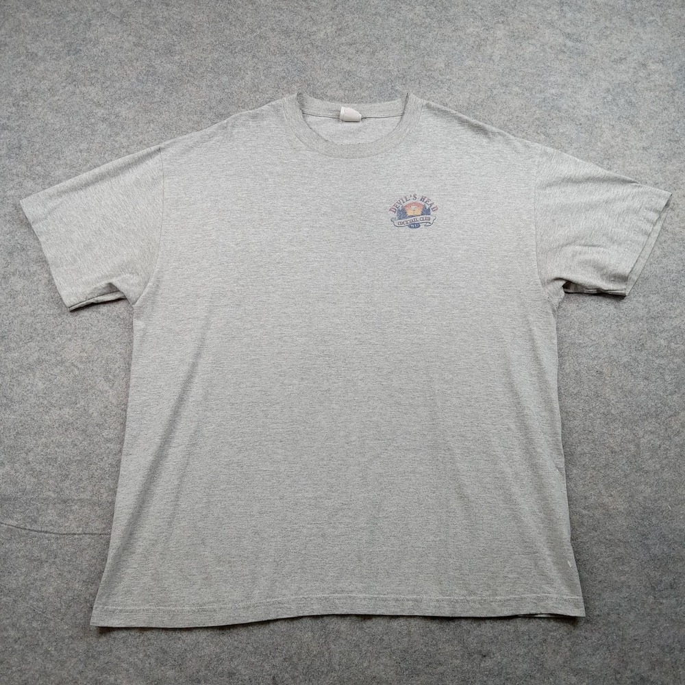 Devil's Head Cocktail Club Shirt Mens Large Gray Graphic Wisconsin Bar Tee Biker